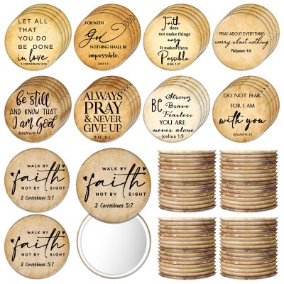 72 Pcs Mini Christian Compact Mirrors for Valentines Women Mom Teachers Retro Inspirational Bible Verse Pocket Makeup Mirrors Religious Appreciation Gift for Sunday School Easter Church Party Favors