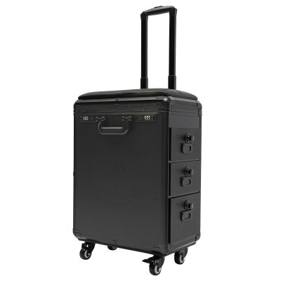BFDIEEM Makeup Rolling Train Case Large Storage Cosmetic Trolley, Professional Cosmetic Organizer Box withTwo Brakes Wheels 16.54 * 11 * 20.87in, Salon Barber Case Traveling Cart Trunk