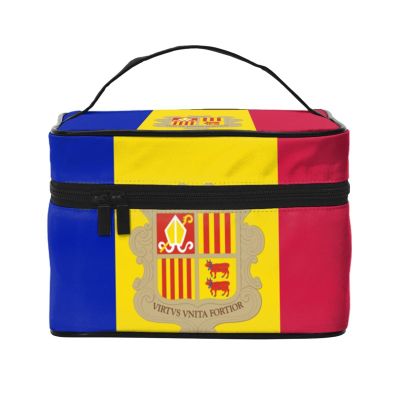 BOXILTD Flag of Andorra Large Cosmetic Bag for Women - Travel Makeup Bag for Home, Gym, and Long Trips, Black