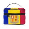 BOXILTD Flag of Andorra Large Cosmetic Bag for Women - Travel Makeup Bag for Home, Gym, and Long Trips, Black view 1