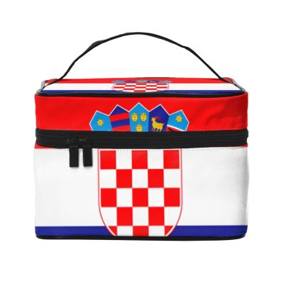 BOXILTD Republic of Croatia flag Large Cosmetic Bag for Women - Travel Makeup Bag for Home, Gym, and Long Trips, Black