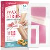 Wax Strips: 64 Waxing Strips - Hair Removal Wax - Brazilian Waxing - Waxing Kit for Women - Body Legs Arms Chest Bikini Back - Wax Kit At Home for Hair Removal - 4 Calming Oil Wipes - 2 sizes view 1