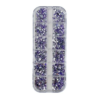 12 Grid Shimmering Nail Art Rhinestones, Flatback Gemstones for Versatile Decoration - Nails Shoes Makeup Bags (Purple)