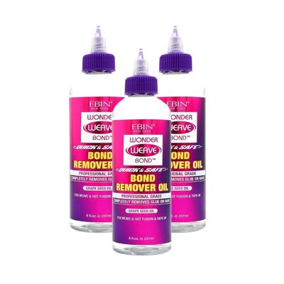EBIN NEW YORK 3x Wonder Weave Bond Remover Oil Bundle - Quick & Safe Hair Extension Glue Removal with Grape Seed Oil for Weaves, Hot Infusion, and Tape-In Extensions  Gift Set (3 Items)