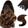 Tape in Hair Extensions Human Hair 14 Inch,Invisible Seamless Remy Human Hair Extensions,Silky Straight with Thick Ends Tape Ins for Women 20Pcs 50G#T1b-4 Omber Off Black/Middle Brown view 1