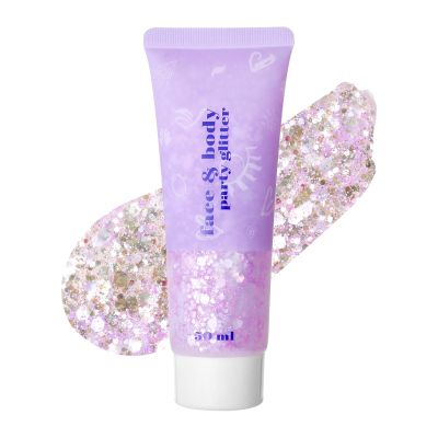 DAGEDA Silver Pink Body Glitter Gel, Holographic Face Glitter Rave Party Accessories, Chunky Glitters for Hair Eyes Nails, Cosmetic Laser Powder Festival Sequins Paint Makeup