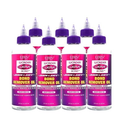 EBIN NEW YORK 7x Wonder Weave Bond Remover Oil Bundle - Quick & Safe Hair Extension Glue Removal with Grape Seed Oil for Weaves, Hot Infusion, and Tape-In Extensions  Gift Set (7 Items)