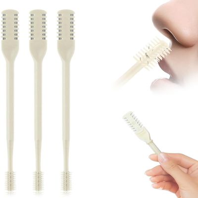 FWZWOZO Upgrade 2-in-1 Nasal Hair Cutter, Double Sided Nose Hair Knife, Nostril Hair Remover Tool, Portable 360 Rotating Nose Hair Trimmer Picker for Men and Women (Cream, 3 pcs)