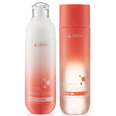 ABERA Body Care Duo  Hydrating Body Oil & Brightening Body Lotion with Niacinamide, Alpha-Arbutin & Botanical Extracts  2-Piece Set for Soft, Even-Toned, Radiant Skin