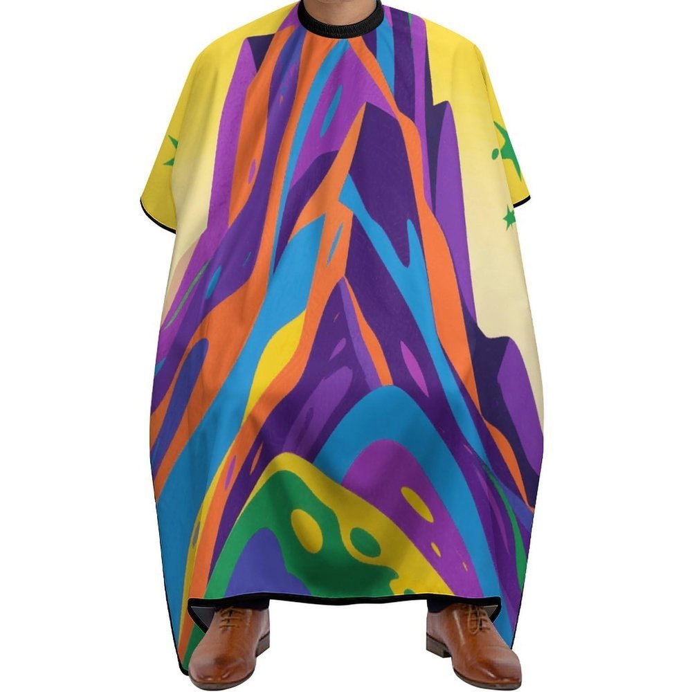 Abstract Mountain Barber Cape for Adult, Soft Durable Hair Cutting Cape for Coloring - Easy Clean, Adjustable Haircut Cape for Home & Salon Use, 66.9" X 56.7"