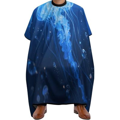 Blue Jellyfish Barber Cape for Adult, Soft Durable Hair Cutting Cape for Coloring - Easy Clean, Adjustable Haircut Cape for Home & Salon Use, 66.9" X 56.7"