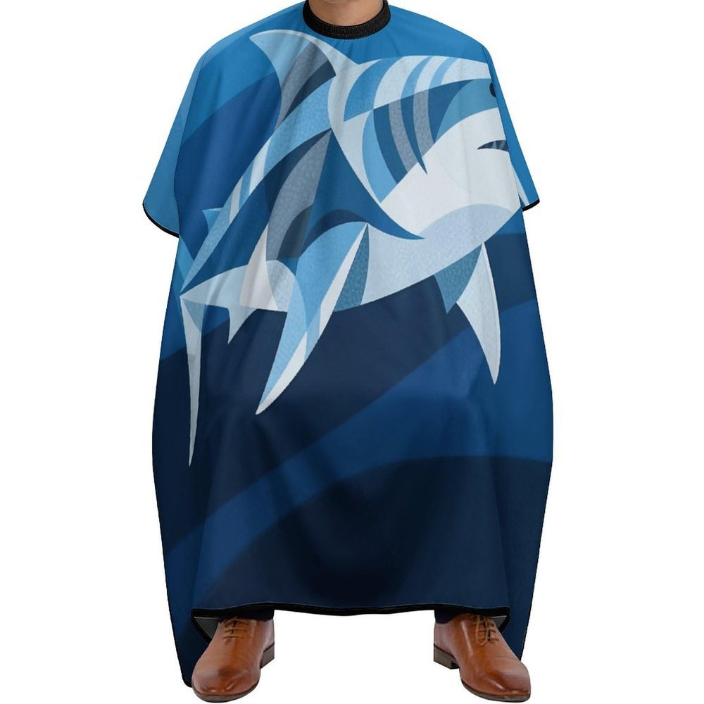 Abstract Sharks Barber Cape for Adult, Soft Durable Hair Cutting Cape for Coloring - Easy Clean, Adjustable Haircut Cape for Home & Salon Use, 66.9" X 56.7"