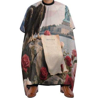American Eagle Patriotic Usa Barber Cape for Adult, Soft Durable Hair Cutting Cape for Coloring - Easy Clean, Adjustable Haircut Cape for Home & Salon Use, 66.9" X 56.7"