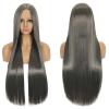 S_SSOY 80cm/31 Long Straight Hair Wigs,Middle Center Parted Bangs Cosplay Wig for Womens Party Halloween Cosplay Costume Daily Wig (Dark Grey) view 1