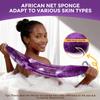 2 Pieces African Net Sponge Authentic, Durable Back Scrubber Washcloth for Shower, Exfoliating Net Sponge for All Skin, Bathing Accessories for Women (2 Pack (Pink and Purple)) view 2