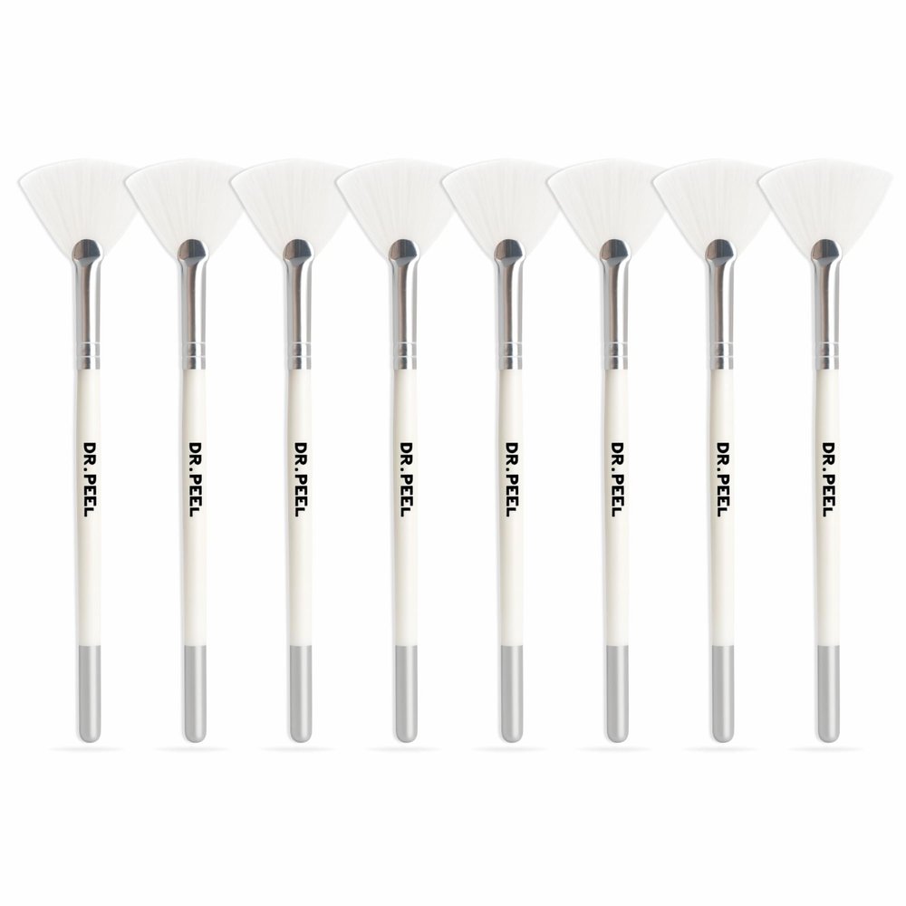 Dr. Peel Face Mask & Peel Applicator Brush Set of 8 Professional Fan Brushes for Smooth & Even Mask Application | Ideal for DIY Face Peels & Skincare Treatments