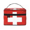 BOXILTD Swiss Flag Large Cosmetic Bag for Women - Travel Makeup Bag for Home, Gym, and Long Trips, Black view 1