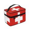 BOXILTD Swiss Flag Large Cosmetic Bag for Women - Travel Makeup Bag for Home, Gym, and Long Trips, Black view 2