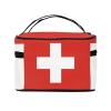 BOXILTD Swiss Flag Large Cosmetic Bag for Women - Travel Makeup Bag for Home, Gym, and Long Trips, Black view 3