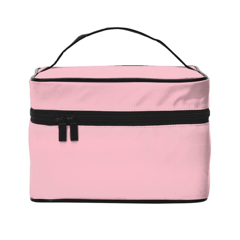 BOXILTD Natural pink Large Cosmetic Bag for Women - Travel Makeup Bag for Home, Gym, and Long Trips, Black