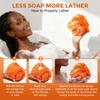 2 Pieces African Net Sponge Authentic, Durable Back Scrubber Washcloth for Shower, Exfoliating Net Sponge for All Skin, Bathing Accessories for Women (Orange and Green) view 3