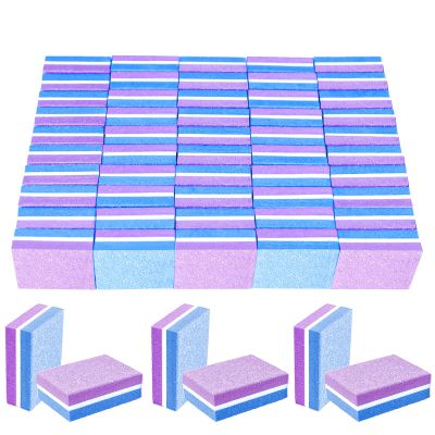 50 Pcs Sponge Nail Buffers,100/180 Grit Mini Nail Files,Mini Buffer Block Nail File for Acrylic & Natural Nails,Double-Sided Buffing Blocks for Manicure & Pedicure,Salon & Home Use(Purpel-Blue)