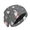 ElliTarr Hair Bonnet for Sleeping Satin Lined Sleep Cap Hair Wrap Cover Slouchy Beanie for Curly Hair Protection Men Women Grey Santa Claus Snowflake Trees view 1