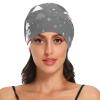ElliTarr Hair Bonnet for Sleeping Satin Lined Sleep Cap Hair Wrap Cover Slouchy Beanie for Curly Hair Protection Men Women Grey Santa Claus Snowflake Trees view 2