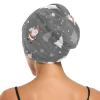 ElliTarr Hair Bonnet for Sleeping Satin Lined Sleep Cap Hair Wrap Cover Slouchy Beanie for Curly Hair Protection Men Women Grey Santa Claus Snowflake Trees view 3