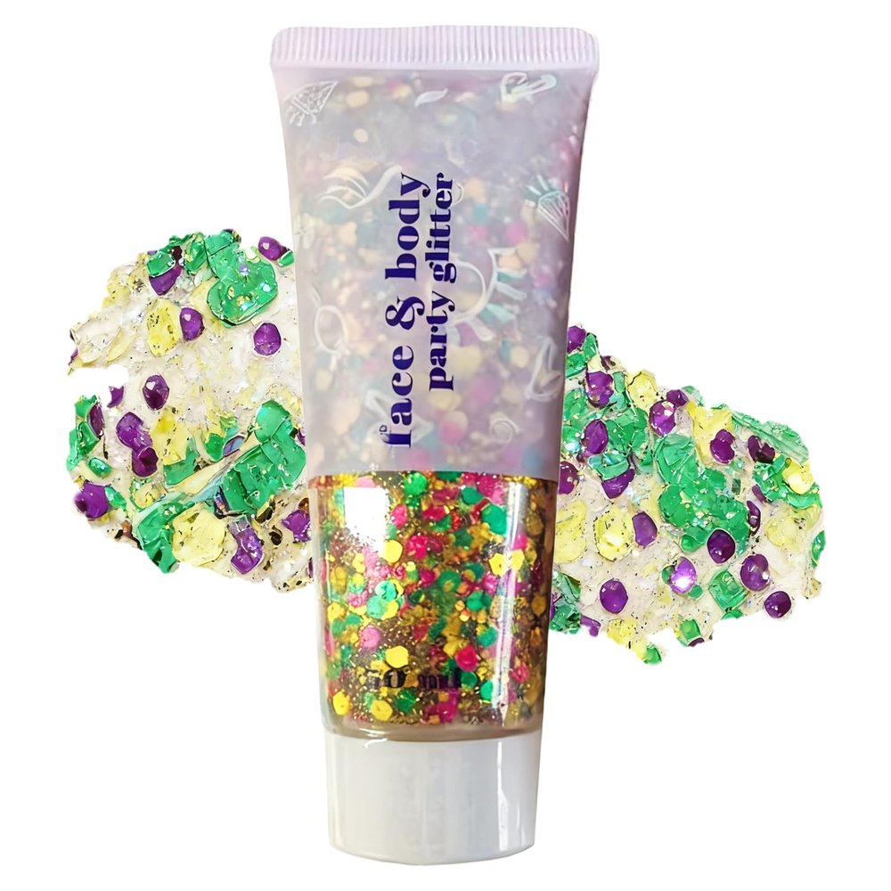 Carnival Body Glitter Gel,Green Purple and Yellow Carnival Body Glitter Paint,Sparkling Holographic Long Lasting Chunky Glitter for Hair Face Nails,Accessories for Rave Festival Party