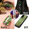 Carnival Body Glitter Gel,Green Purple and Yellow Carnival Body Glitter Paint,Sparkling Holographic Long Lasting Chunky Glitter for Hair Face Nails,Accessories for Rave Festival Party view 2