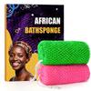 2 Pieces African Net Sponge Authentic, Durable Back Scrubber Washcloth for Shower, Exfoliating Net Sponge for All Skin, Bathing Accessories for Women (Pink and Green) view 1