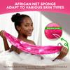 2 Pieces African Net Sponge Authentic, Durable Back Scrubber Washcloth for Shower, Exfoliating Net Sponge for All Skin, Bathing Accessories for Women (Pink and Green) view 3