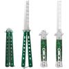 2 Pieces Automatic Switch Folding Practice Combs, Stainless Steel Butterfly Comb, Outdoor Training Pocket Combs, Hair Brush for Beard & Mustache - Green view 1