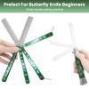 2 Pieces Automatic Switch Folding Practice Combs, Stainless Steel Butterfly Comb, Outdoor Training Pocket Combs, Hair Brush for Beard & Mustache - Green view 3