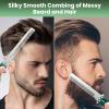 2 Pieces Automatic Switch Folding Practice Combs, Stainless Steel Butterfly Comb, Outdoor Training Pocket Combs, Hair Brush for Beard & Mustache - Green view 4