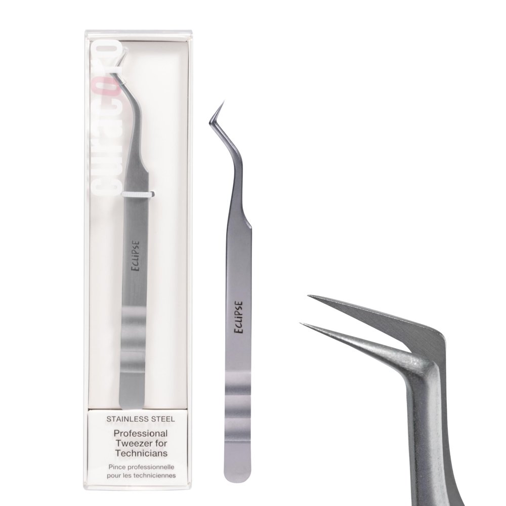 Curacoro Lash Tweezers for Eyelash Extensions - LashSmith 90 Tweezer for Easy Fan, Promade Fan & Multi-layered Lashes