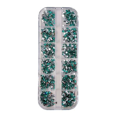 12 Grid Shimmering Nail Art Rhinestones, Flatback Gemstones for Versatile Decoration - Nails Shoes Makeup Bags (Green)