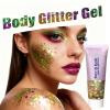 Christmas Body Glitter Gel,Red Green and White Christmas Body Hair Face Glitter Face Paint,Shimmer Holographic Colorful Sequins Chunky Glitter Gel Makeup,Accessories for Festival Rave view 2