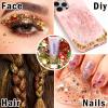 Christmas Body Glitter Gel,Red Green and White Christmas Body Hair Face Glitter Face Paint,Shimmer Holographic Colorful Sequins Chunky Glitter Gel Makeup,Accessories for Festival Rave view 3