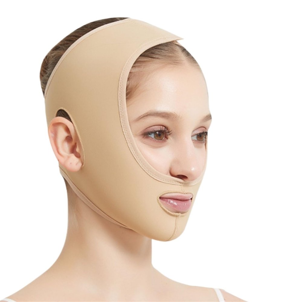 After Lipo Facial Compression Garment Wrap Facial Double Chin Neck Cover Strap Bandage Slimmer Lifting Chinstrap(Skin,Small)