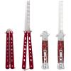 2 Pieces Automatic Folding Switch Combs, Stainless Steel Butterfly Comb, Hair & Beard Brush for Men - Red view 1