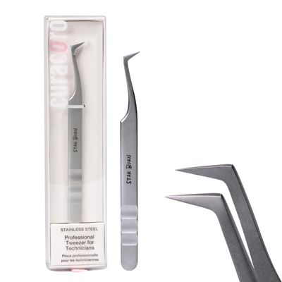 Curacoro Lash Tweezers - LashSmith L-Shaped Eyelash Tweezer for Thick Volume Lashes