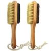 YIOYOODA Natural Lava Pumice Stone for Feet with Brush, 2 Pcs Callus Remover Foot Scrubber Exfoliator Pedicure Tools for Hard Dead Skin, Smoother Feet, Double Sided Boar Bristles Wooden Handle, Random view 1