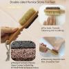 YIOYOODA Natural Lava Pumice Stone for Feet with Brush, 2 Pcs Callus Remover Foot Scrubber Exfoliator Pedicure Tools for Hard Dead Skin, Smoother Feet, Double Sided Boar Bristles Wooden Handle, Random view 4