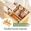 Amazer Bamboo Makeup Organizer with 3 Drawers for Storage, 2 Glass Amber Glass Soap Dispensers for Hand Sanitiser, Shampoo, Lotion, Shower Gel Conditioner view 3
