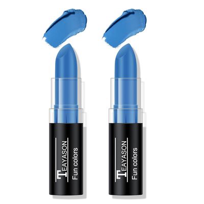 FREEORR 2Pcs Blue Face Body Paint Stick Eye Black, Makeup Paint Eyeblack for Baseball/Football/Halloween/Cosplay Party Makeup Cream Face Body Paint Easy to Blend