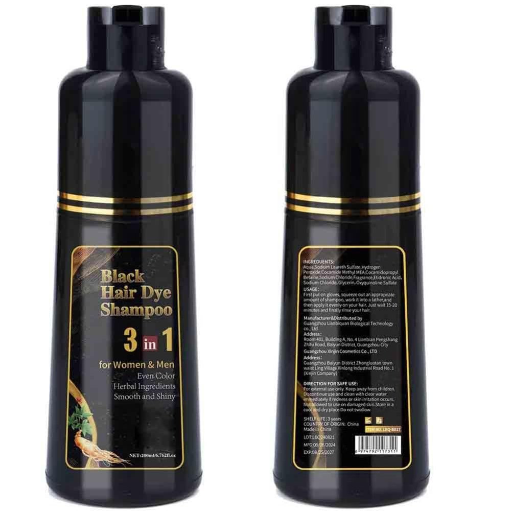 3 in 1 Black Hair Darkening Shampoo for Gray Hair Fast Effective Repair Whtie Gray White Color Dye To Natural Hair 200ML