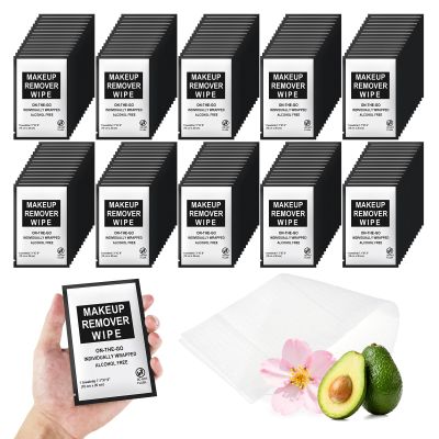 FAOEHN Makeup Remover Wipes Individually Wrapped Pack of 30,Avocado Scent 7x7.9 inch Black Travel Size Facial Cleansing Wipes Towelette for Face Cleansing,Skin Care,Hotel,Camping,Gym,Office