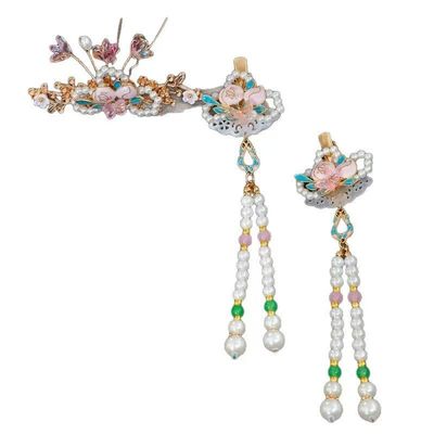 Ancient-style hair accessories set: hairpins, hair crown, hair ornaments, tassel hairpins, classical Hanfu, ethereal hair crown, period costume accessories